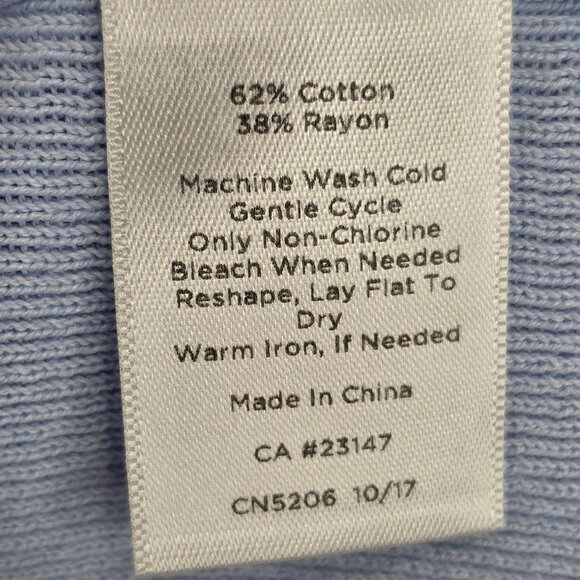 Womens Talbots Blue Ribbed Sweater 3/4 Bell Sleeves Cotton & Rayon Blend Size L - Picture 3 of 7